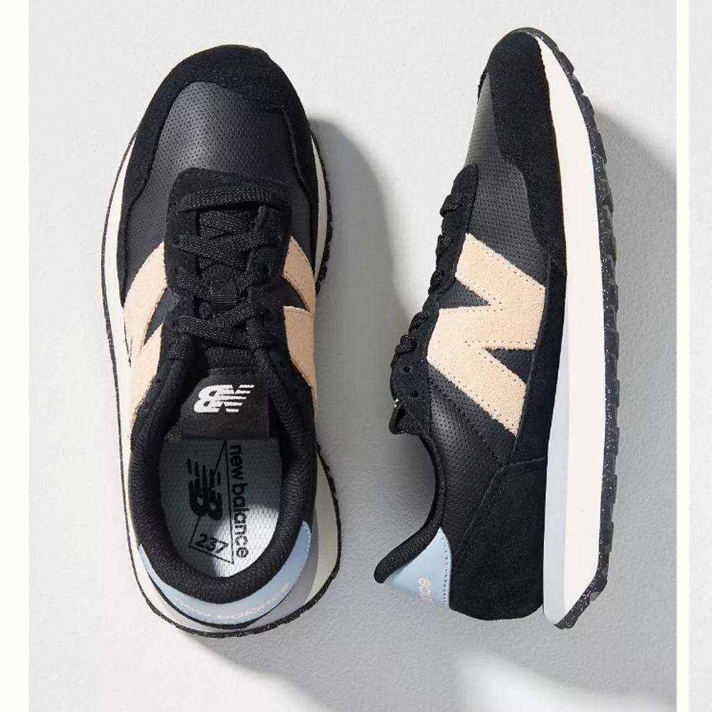 New Balance 237 Black Sneakers With Tan And Pale Blue Accents